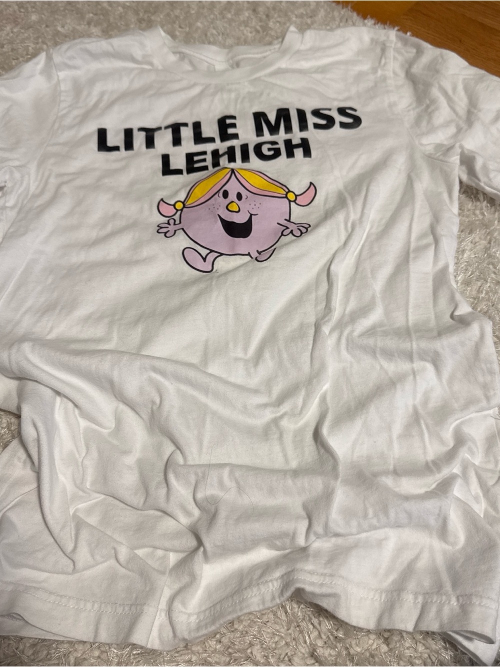 Little Miss Lehigh Girls' White Graphic Tee with Pink Character